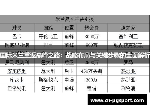 国际米兰重返巅峰之路：战略布局与关键步骤的全面解析