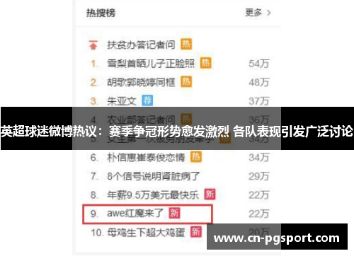 英超球迷微博热议：赛季争冠形势愈发激烈 各队表现引发广泛讨论